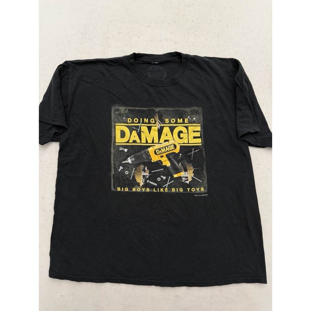 Dewalt Parody Shirt Power Tools Black Men's 2XL Meme Shirts Happen Funny Y2K